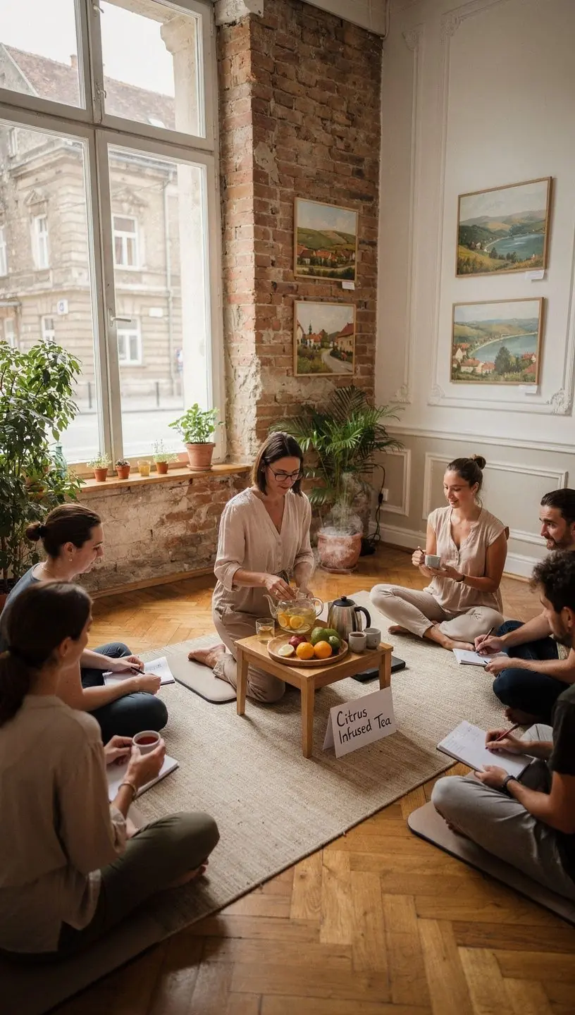 Friss gyümölcsök, például lime és grapefruit, amelyek a tea ízét gazdagítják.