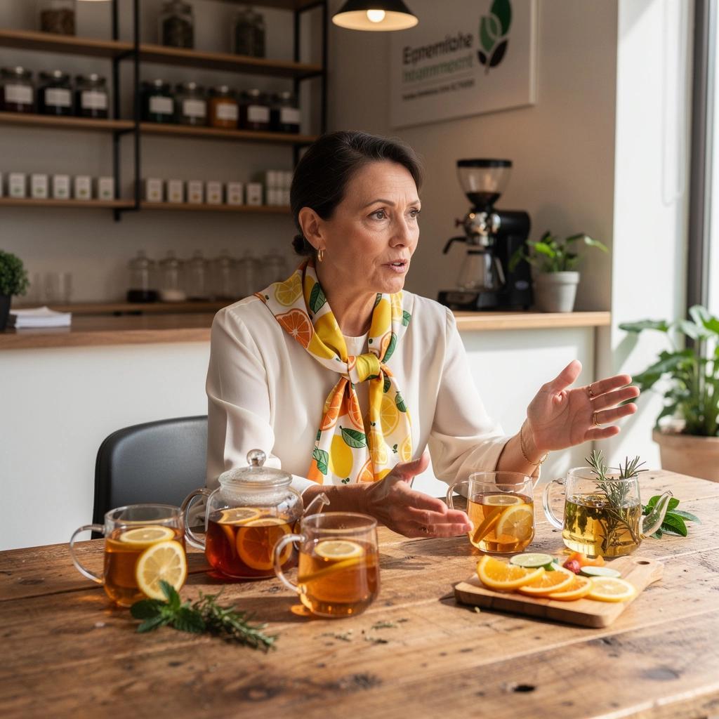 Zöld tea citrommal és mézzel, frissítő hatással az ízlelőbimbókra.